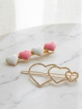 2 Piece Heart Hair Ladies Accessory Set
